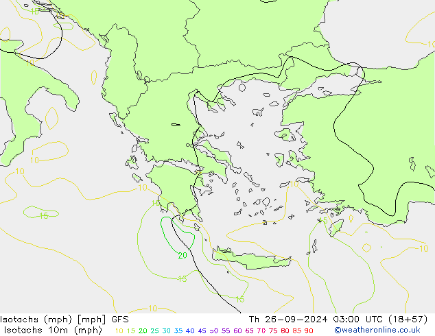 Eşrüzgar Hızları mph GFS Per 26.09.2024 03 UTC