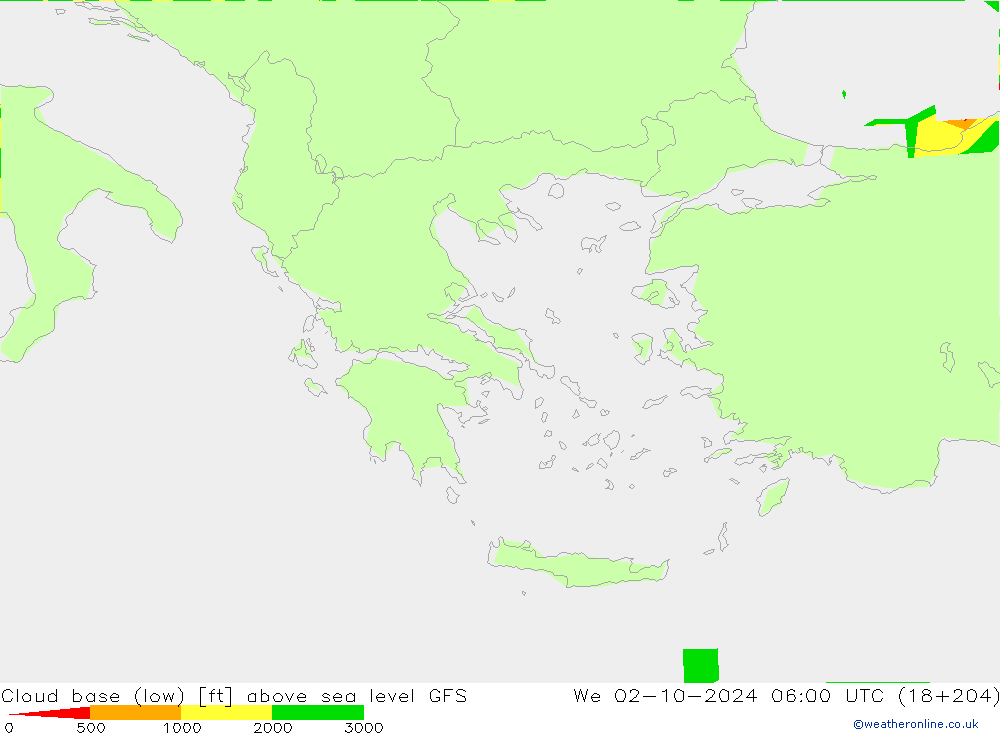 Cloud base (low) GFS St 02.10.2024 06 UTC