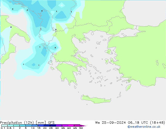 opad (12h) GFS śro. 25.09.2024 18 UTC