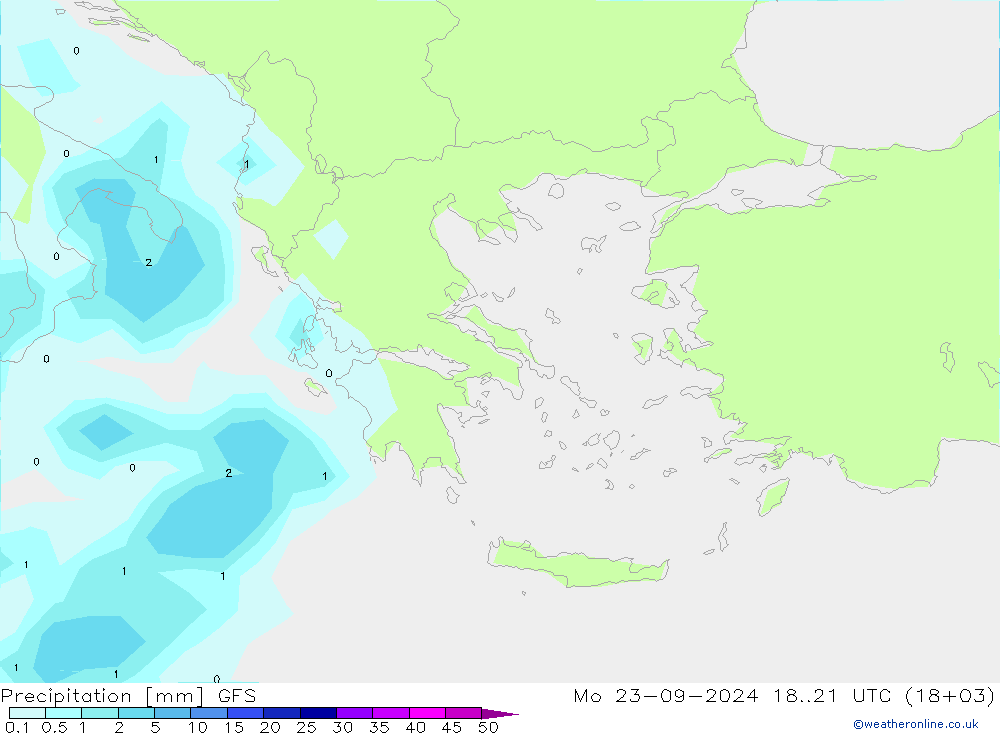 Precipitation GFS Mo 23.09.2024 21 UTC