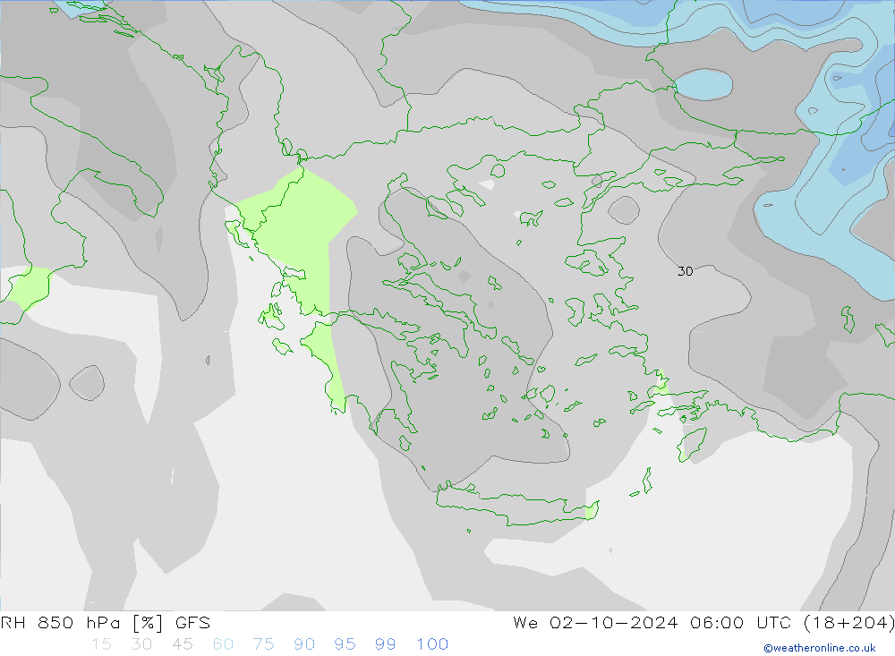 RH 850 hPa GFS St 02.10.2024 06 UTC