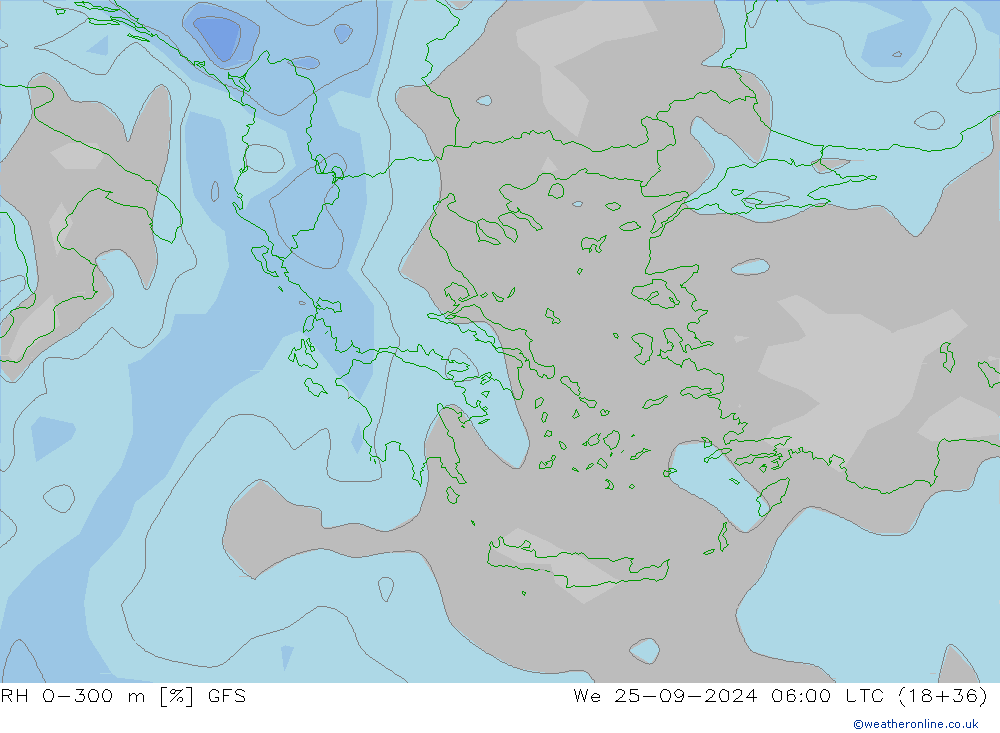 RH 0-300 m GFS We 25.09.2024 06 UTC