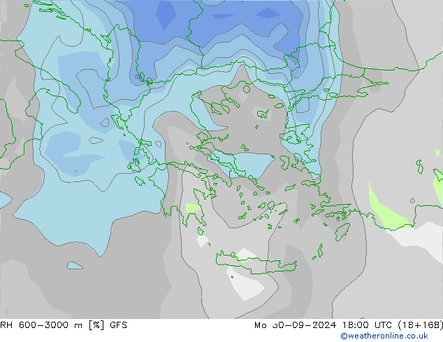 RH 600-3000 m GFS Po 30.09.2024 18 UTC