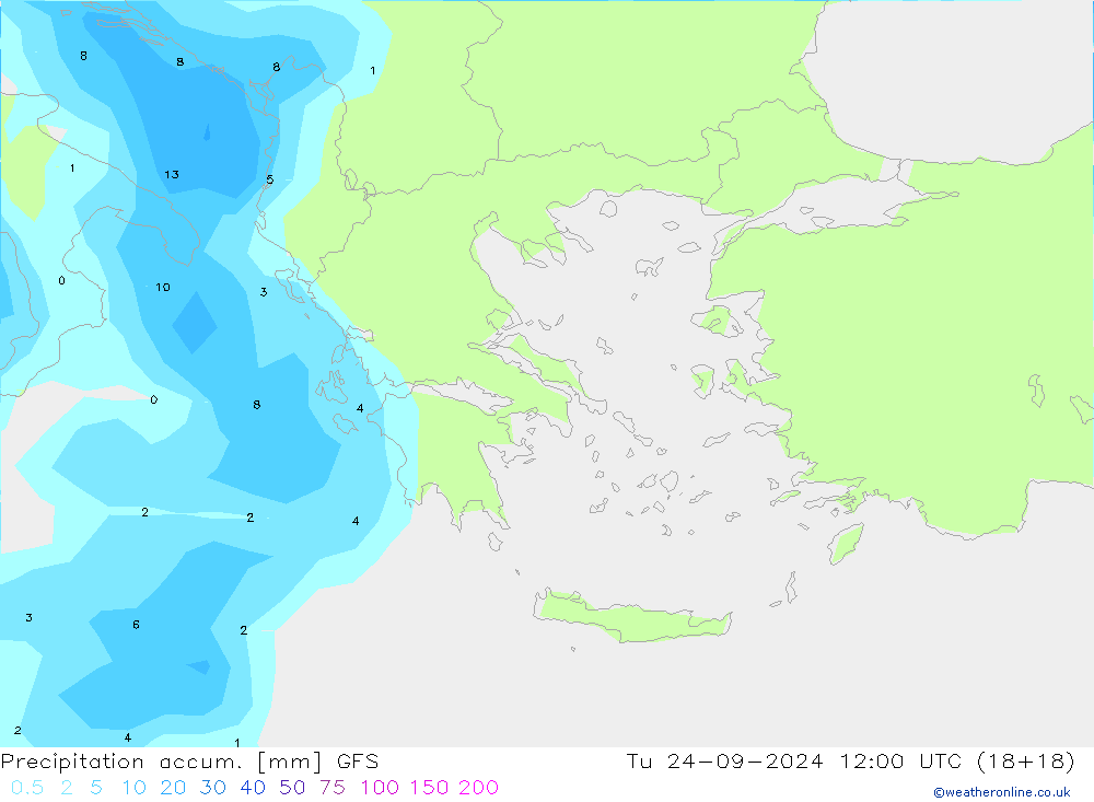 Precipitation accum. GFS mar 24.09.2024 12 UTC