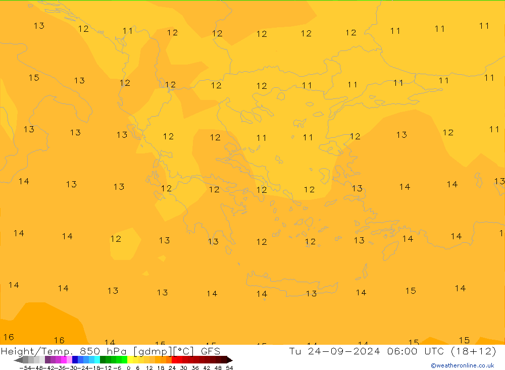 Height/Temp. 850 hPa GFS Tu 24.09.2024 06 UTC