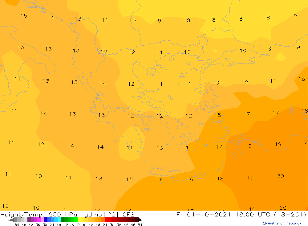 Height/Temp. 850 hPa GFS  04.10.2024 18 UTC