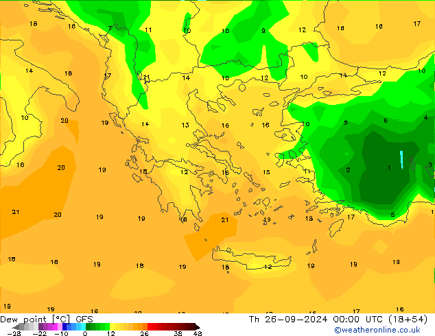 Dew point GFS Th 26.09.2024 00 UTC