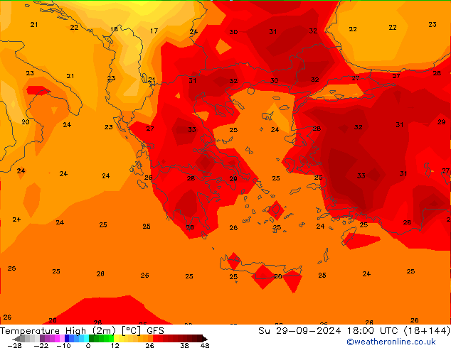 Maksimum Değer (2m) GFS Eylül 2024