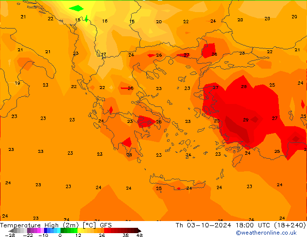 Max.  (2m) GFS  03.10.2024 18 UTC