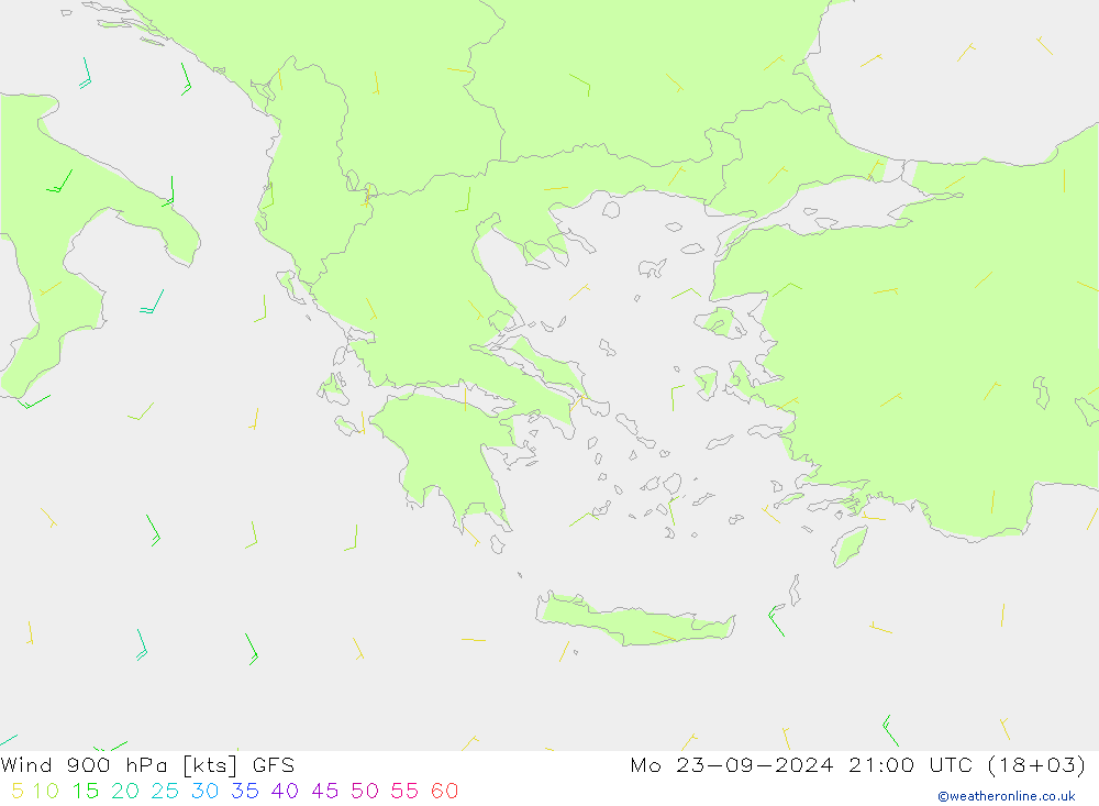 Wind 900 hPa GFS ma 23.09.2024 21 UTC