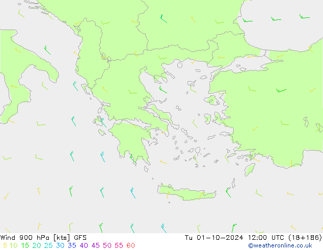 Vent 900 hPa GFS mar 01.10.2024 12 UTC