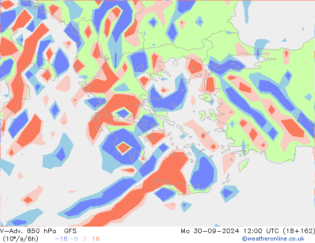 V-Adv. 850 hPa GFS lun 30.09.2024 12 UTC