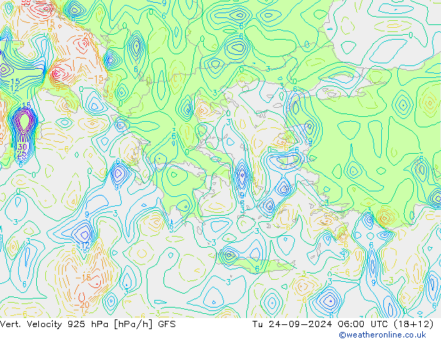 Vert. Velocity 925 гПа GFS вт 24.09.2024 06 UTC