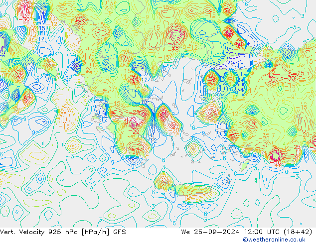 Vert. Velocity 925 hPa GFS We 25.09.2024 12 UTC