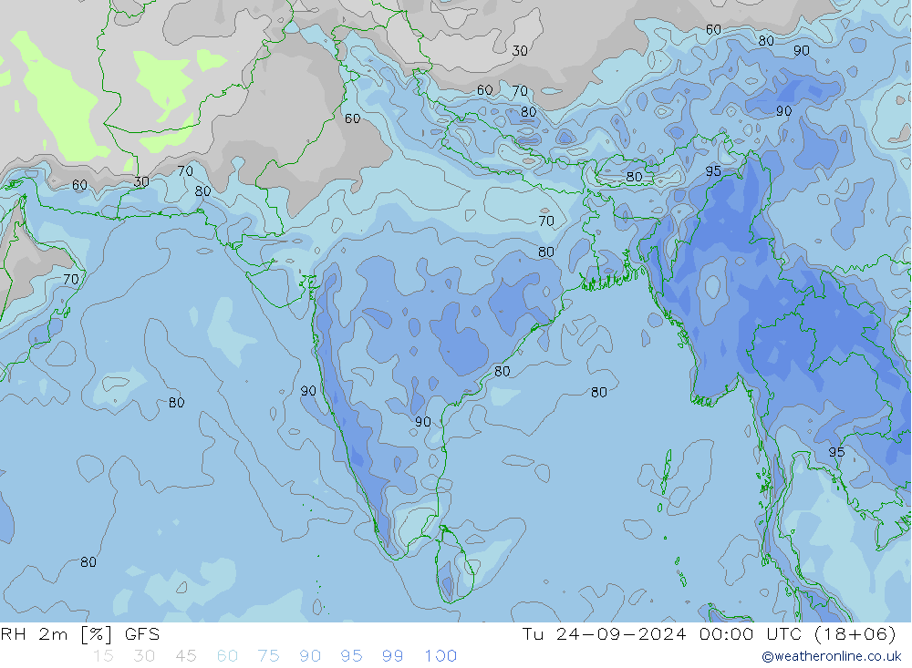 RH 2m GFS Tu 24.09.2024 00 UTC