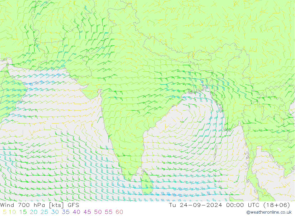 Wind 700 hPa GFS Di 24.09.2024 00 UTC