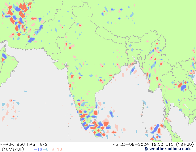 V-Adv. 850 hPa GFS pon. 23.09.2024 18 UTC