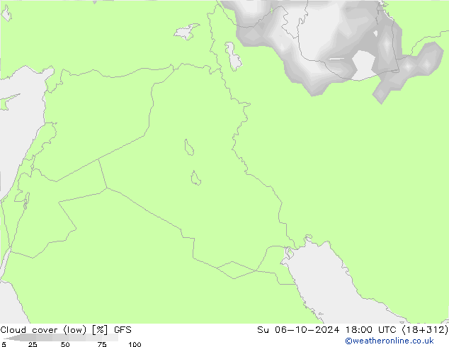 zachmurzenie (niskie) GFS nie. 06.10.2024 18 UTC