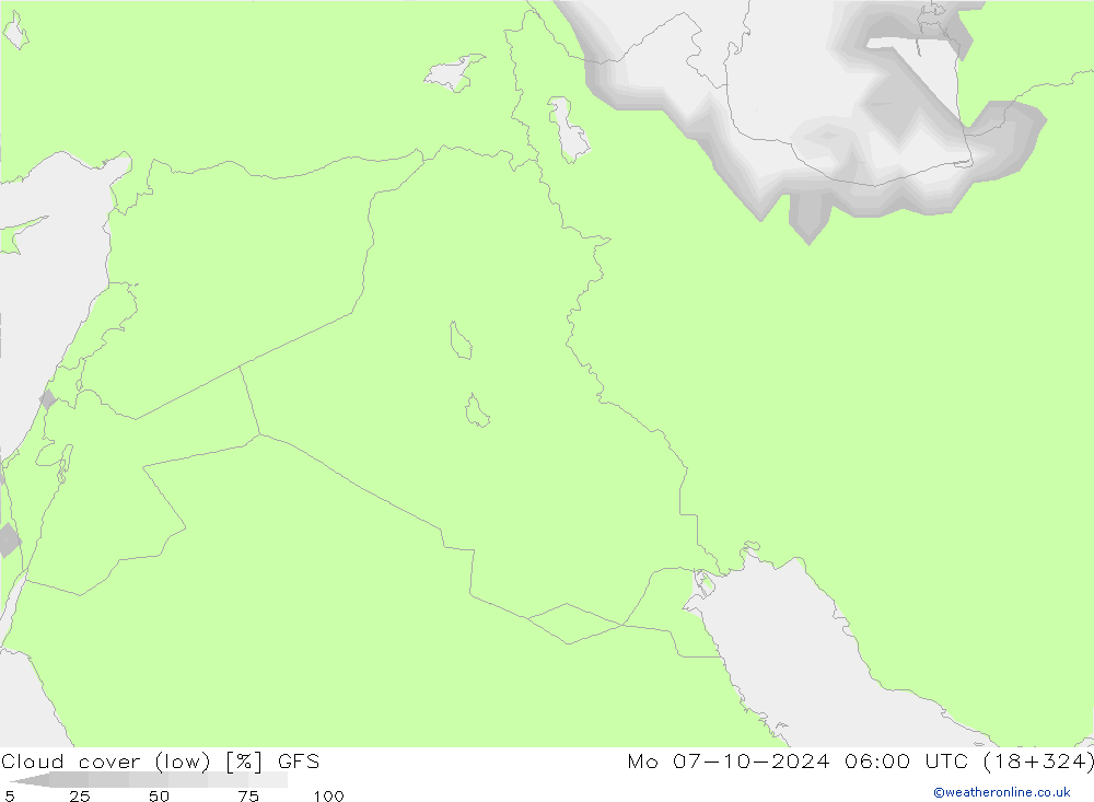 Bulutlar (düşük) GFS Pzt 07.10.2024 06 UTC