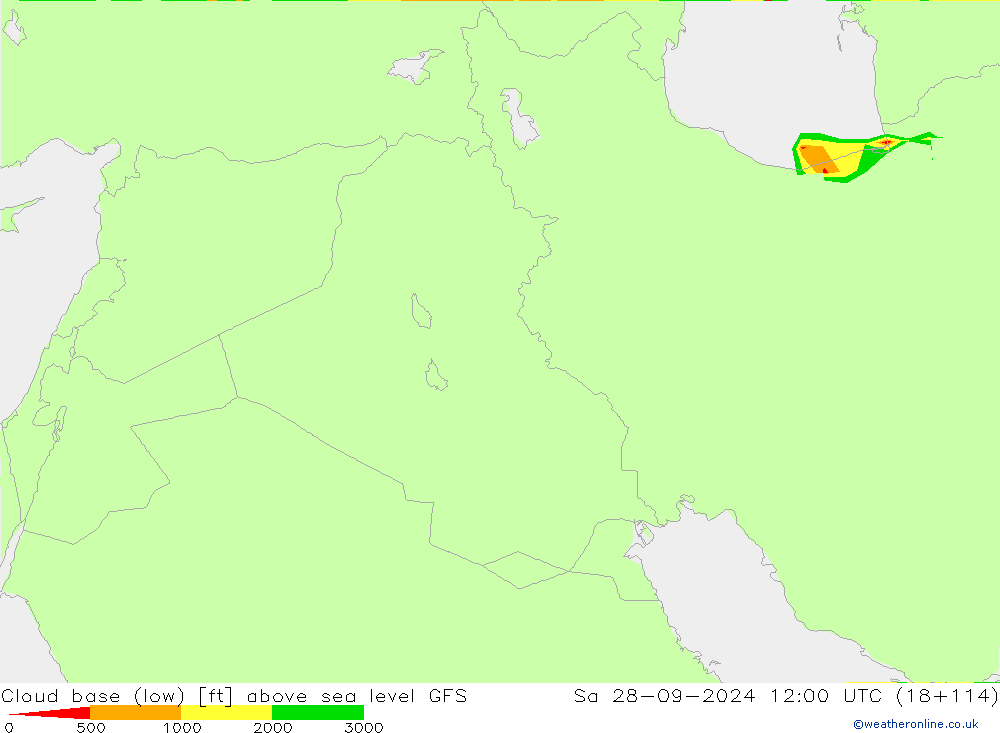 Cloud base (low) GFS So 28.09.2024 12 UTC