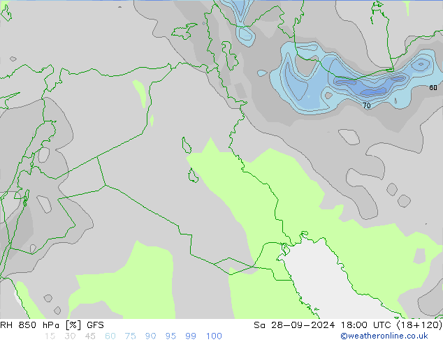 RH 850 hPa GFS Sa 28.09.2024 18 UTC