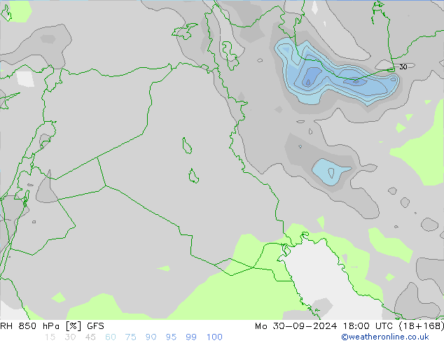 RH 850 hPa GFS Mo 30.09.2024 18 UTC