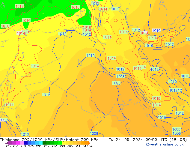 Thck 700-1000 hPa GFS Tu 24.09.2024 00 UTC