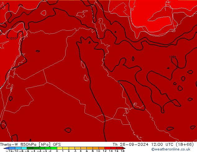 Theta-W 850hPa GFS Th 26.09.2024 12 UTC