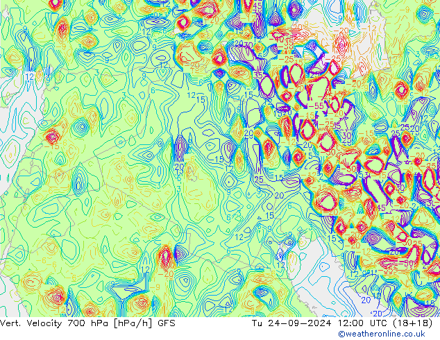 Vert. Velocity 700 гПа GFS вт 24.09.2024 12 UTC