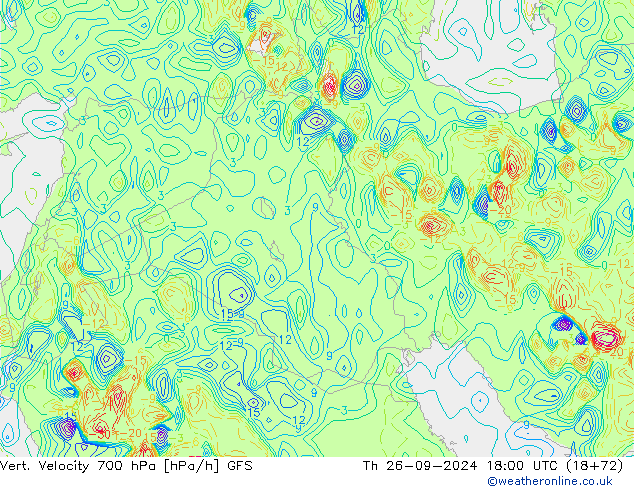 Vert. Velocity 700 hPa GFS czw. 26.09.2024 18 UTC