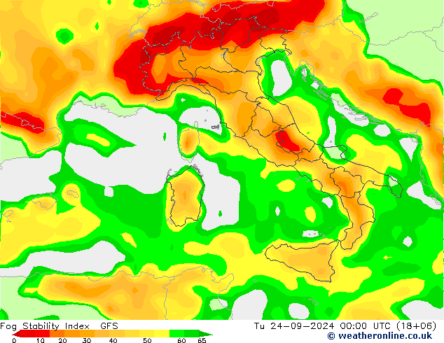 Fog Stability Index GFS mar 24.09.2024 00 UTC