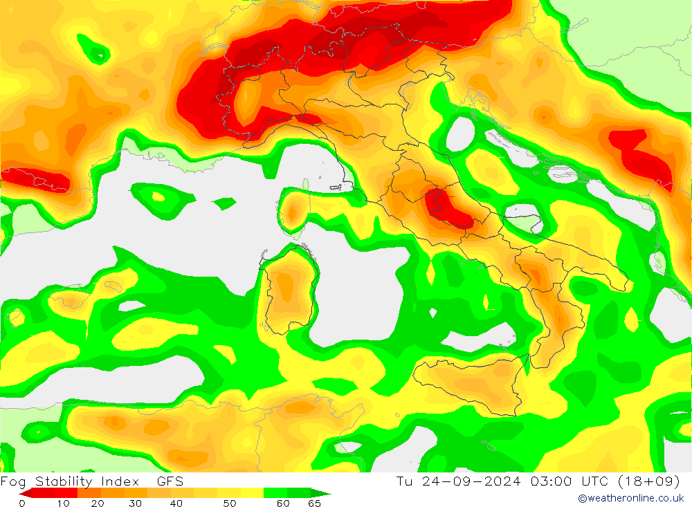 Fog Stability Index GFS mar 24.09.2024 03 UTC