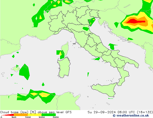 Cloud base (low) GFS dim 29.09.2024 06 UTC