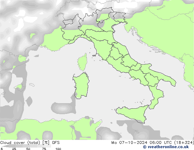 nuvens (total) GFS Seg 07.10.2024 06 UTC