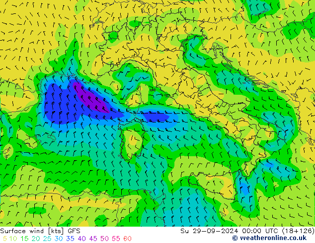 Wind 10 m GFS zo 29.09.2024 00 UTC