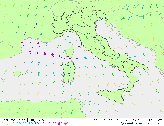 Viento 900 hPa GFS dom 29.09.2024 00 UTC