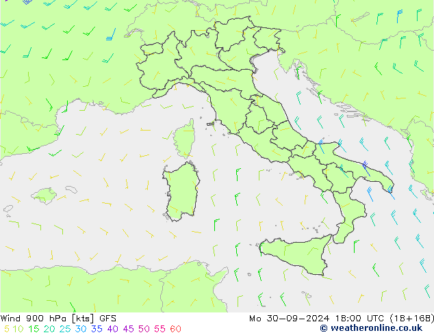 Wind 900 hPa GFS Mo 30.09.2024 18 UTC