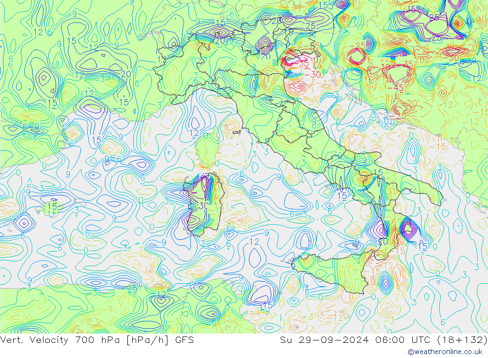 Vert. snelheid 700 hPa GFS zo 29.09.2024 06 UTC