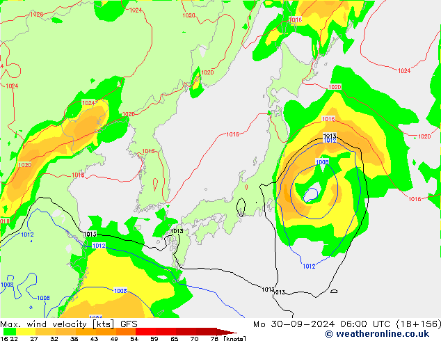 Max. wind velocity GFS Seg 30.09.2024 06 UTC