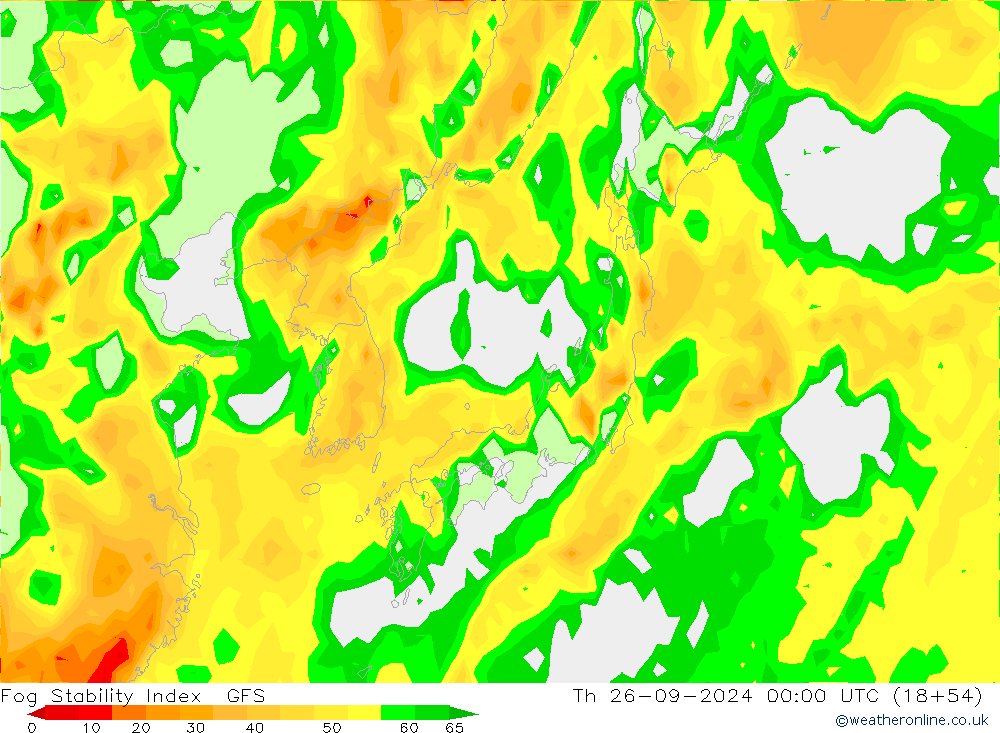 Fog Stability Index GFS  26.09.2024 00 UTC