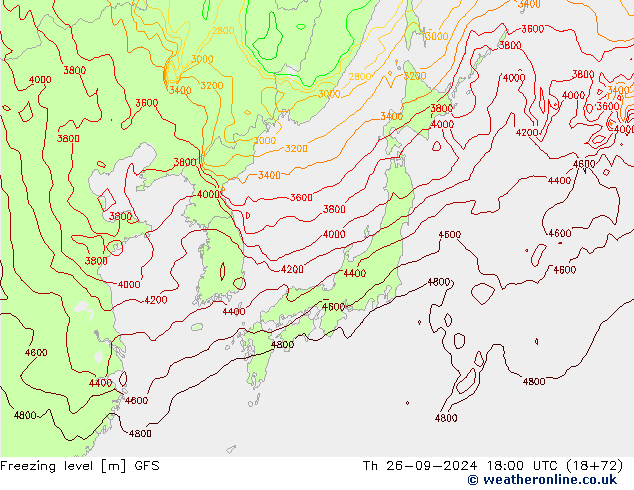 Freezing level GFS jue 26.09.2024 18 UTC