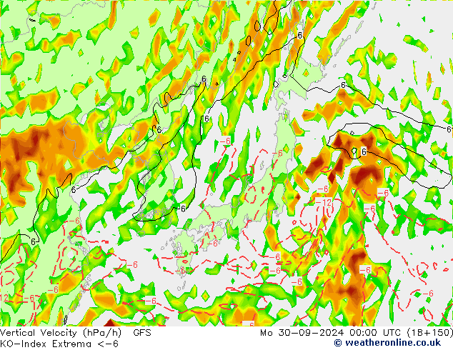 Convection-Index GFS Seg 30.09.2024 00 UTC