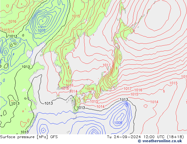 Pressione al suolo GFS mar 24.09.2024 12 GMT