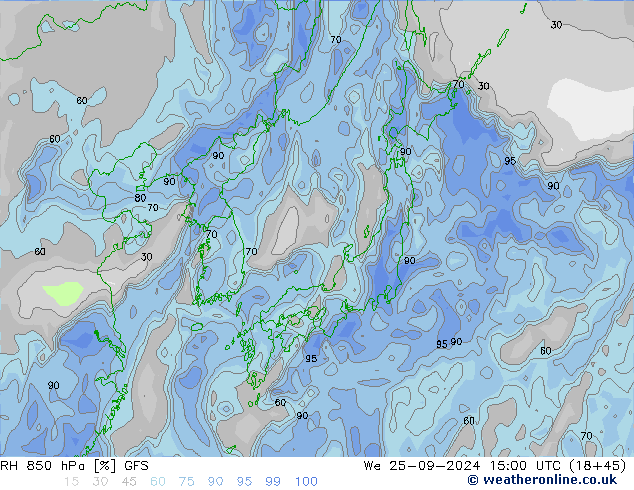 RH 850 hPa GFS  25.09.2024 15 UTC