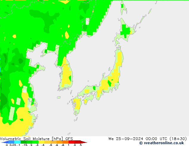 Volumetric Soil Moisture GFS We 25.09.2024 00 UTC