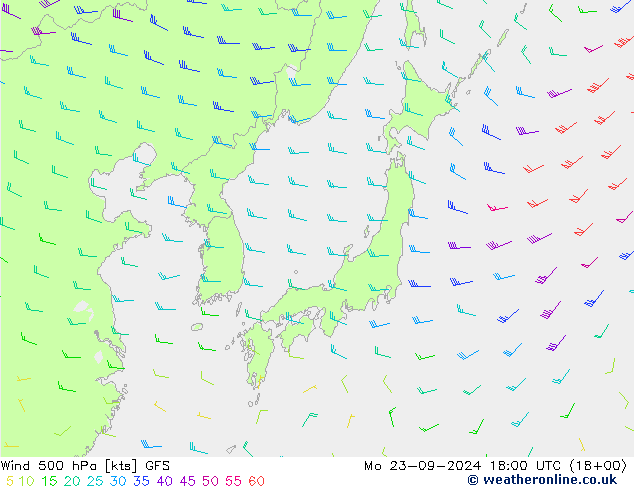 Wind 500 hPa GFS ma 23.09.2024 18 UTC