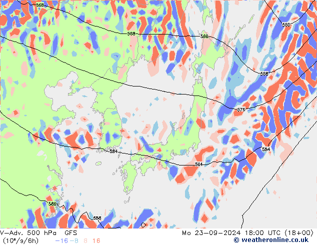 V-Adv. 500 hPa GFS Mo 23.09.2024 18 UTC