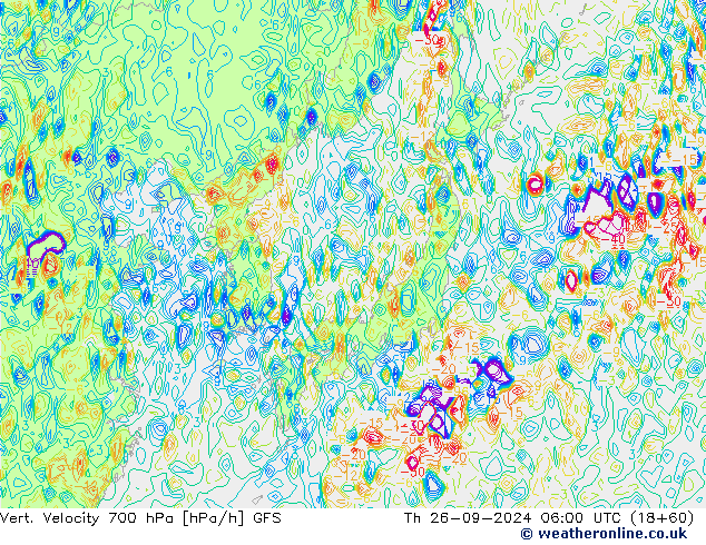 Vert. Velocity 700 hPa GFS czw. 26.09.2024 06 UTC