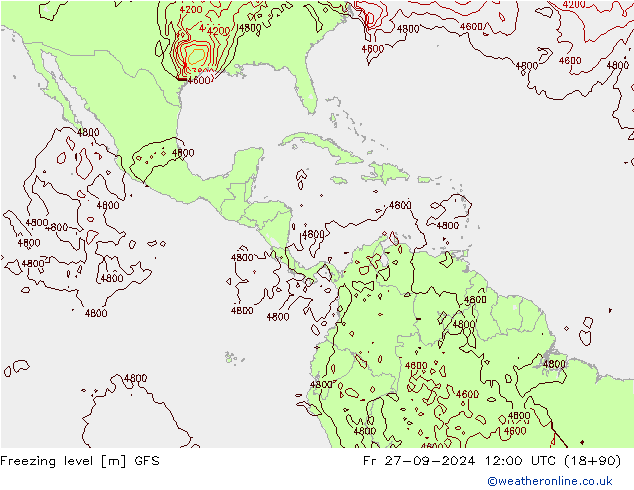 Freezing level GFS Fr 27.09.2024 12 UTC