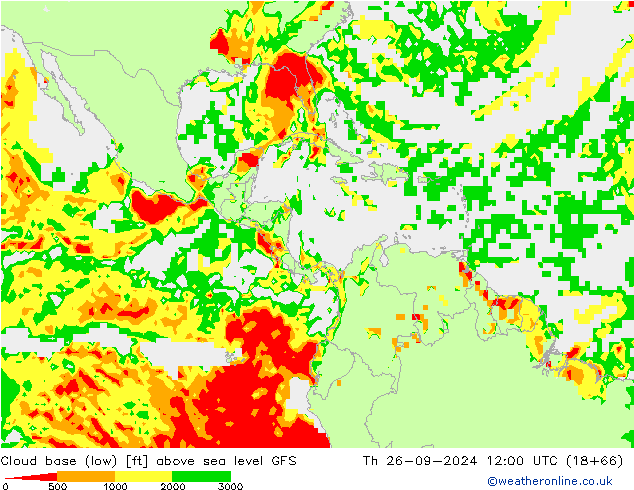 Cloud base (low) GFS Th 26.09.2024 12 UTC